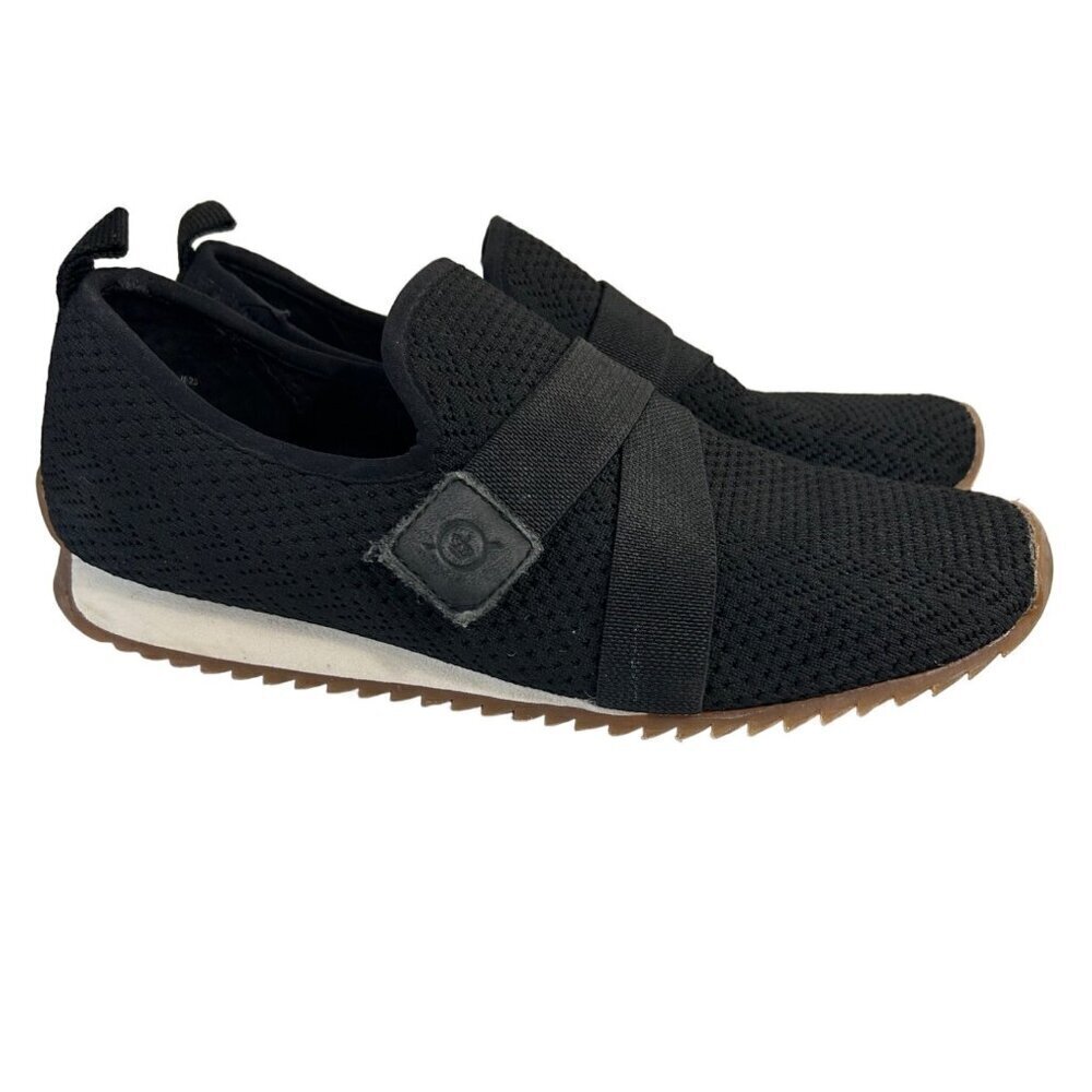 Born Shoes Newbury Black Knit Arch Support Hook & Loop Women's Sneaker